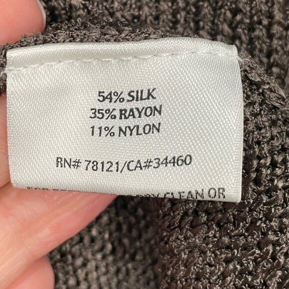 Eileen Fisher Brown Silk Blend Cardigan Sweater Pockets Normcore Minimalist XS - Picture 6 of 7